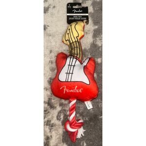 Petti's Plush Fender Guitar Dog Toy Squeak & Rope (NEW)